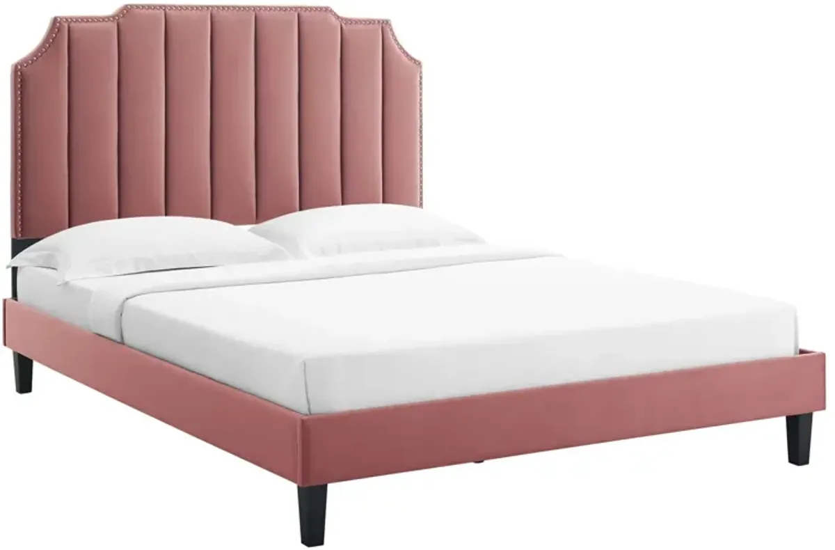 Colette King Performance Velvet Platform Bed