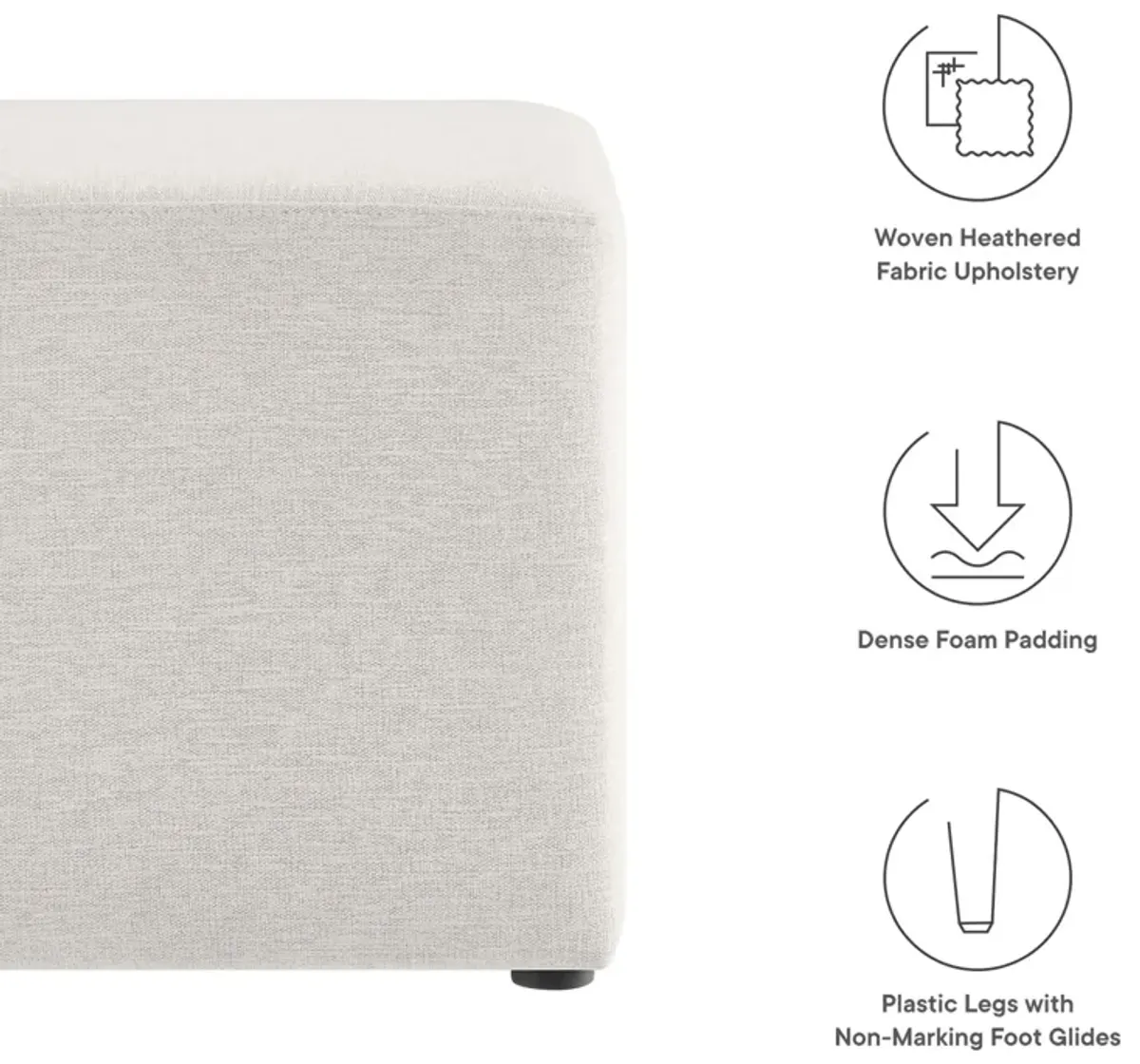 Callum 17" Square Woven Heathered Fabric Upholstered Ottoman by Modway