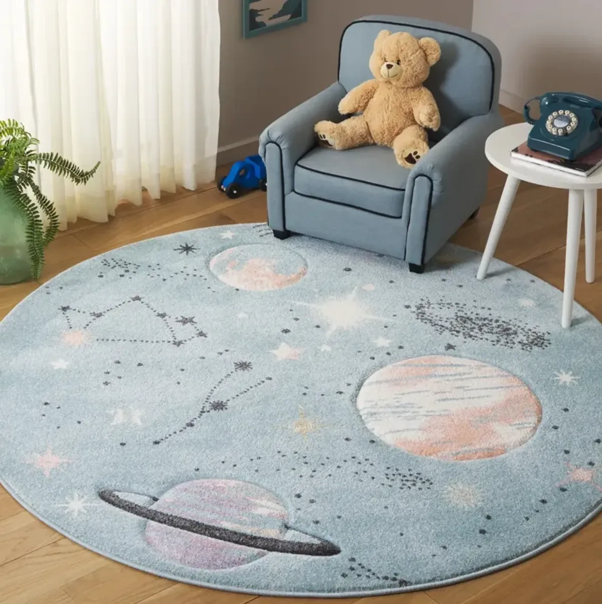 CAROUSEL KIDS 122 TEAL  5'-3' x 5'-3' Round Round Rug