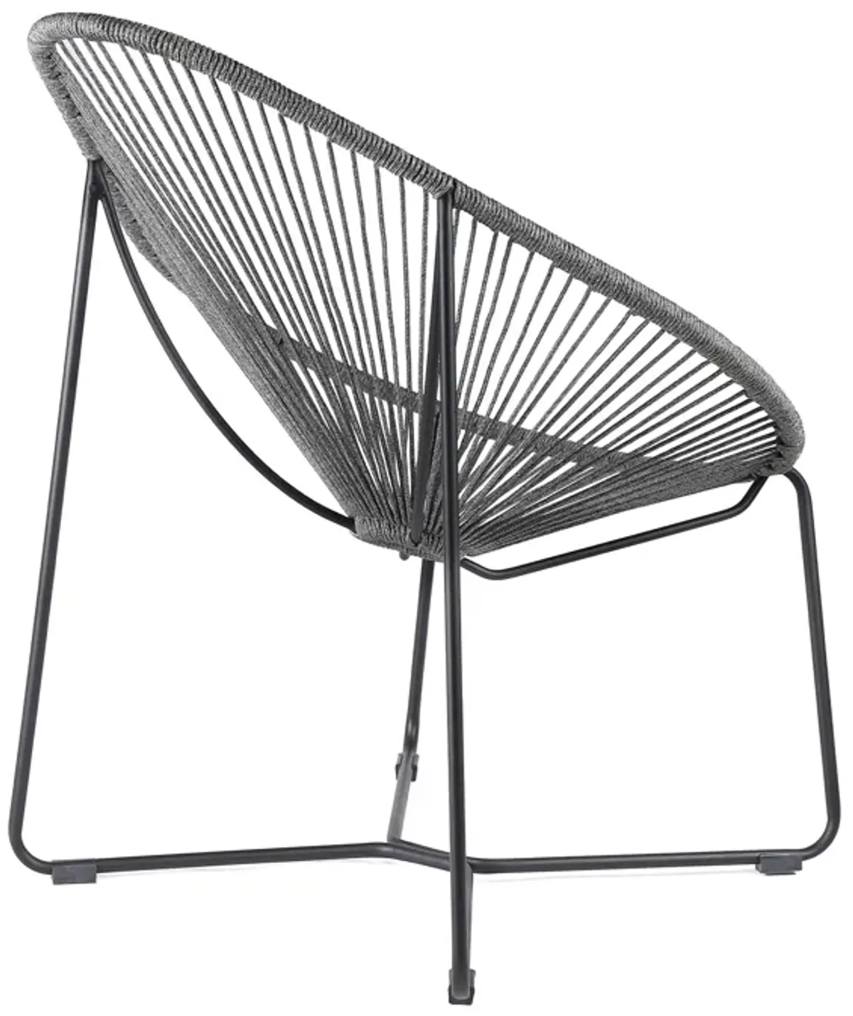 Acapulco Indoor Outdoor Steel Papasan Lounge Chair with Grey Rope