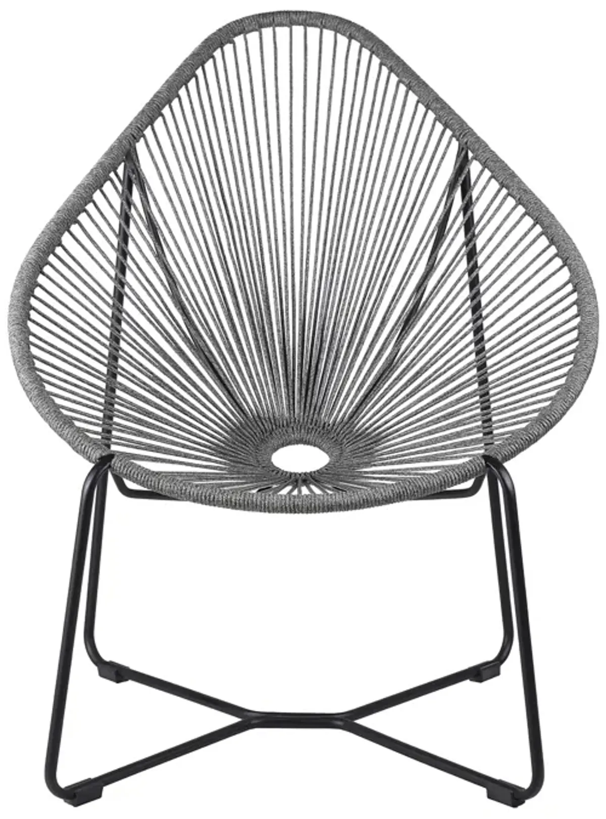 Acapulco Indoor Outdoor Steel Papasan Lounge Chair with Grey Rope