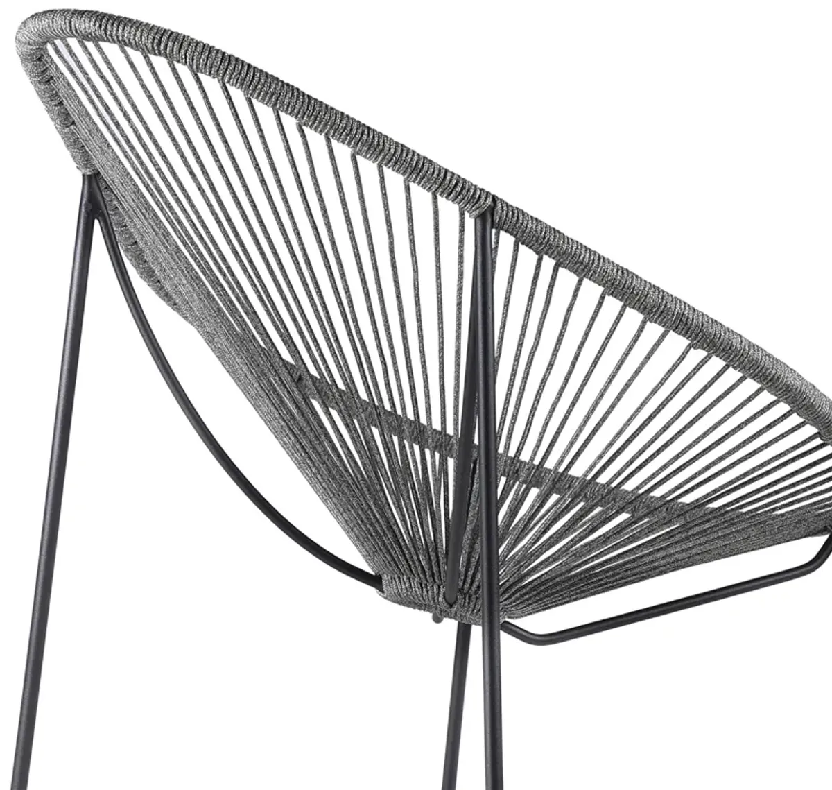 Acapulco Indoor Outdoor Steel Papasan Lounge Chair with Grey Rope