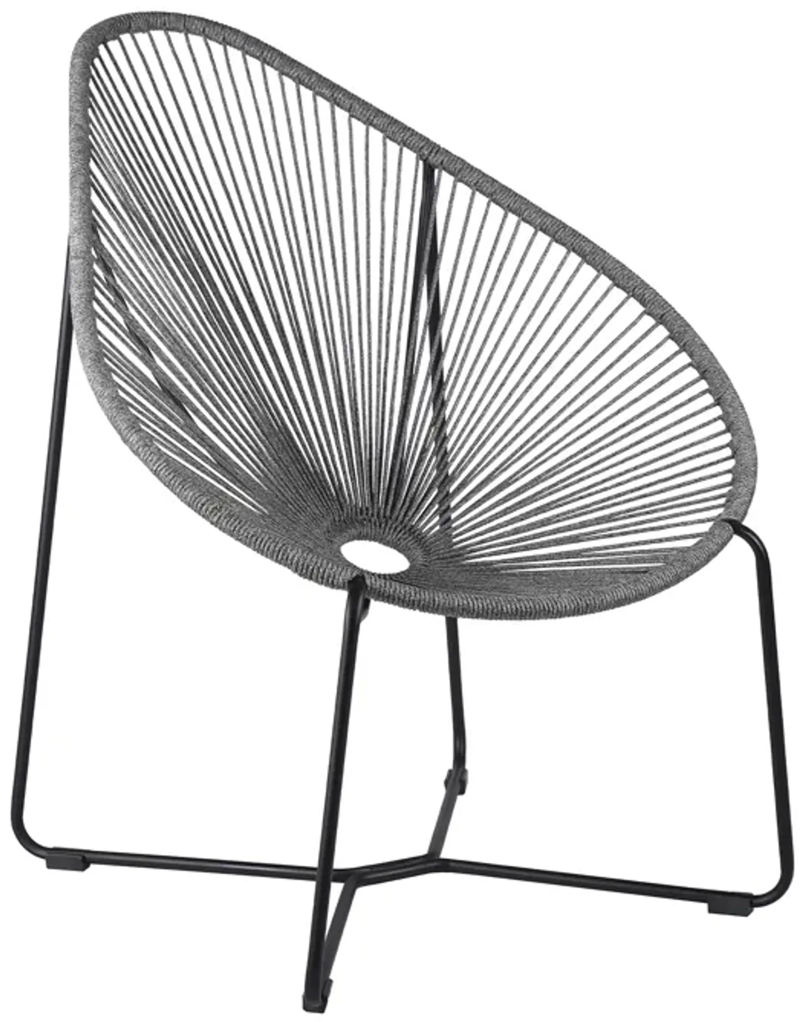 Acapulco Indoor Outdoor Steel Papasan Lounge Chair with Grey Rope