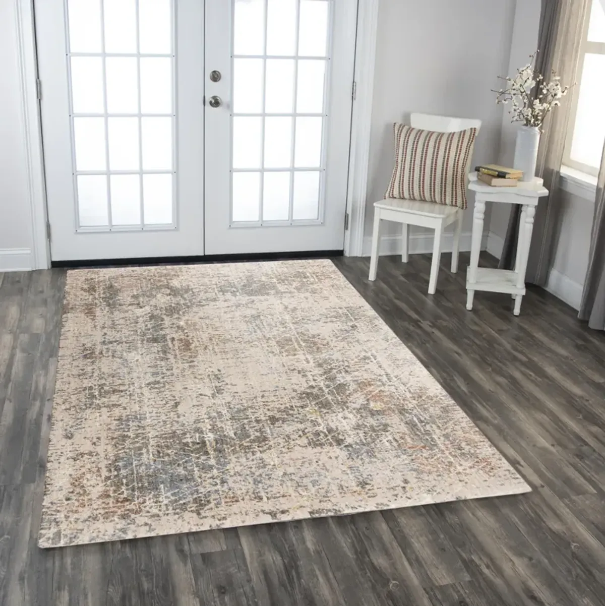 Logan Beige/Multi Abstract Recycled Polyester 5'2" x 7'9" Rectangle Rug