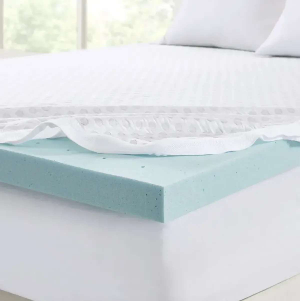 Sleep Philosophy 3" Gel Memory Foam with Cooling Cover White Hypoallergenic 3" Cooling Gel Memory Foam Mattress Topper with Removable Cooling Cover