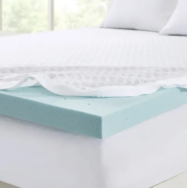Sleep Philosophy 3" Gel Memory Foam with Cooling Cover White Hypoallergenic 3" Cooling Gel Memory Foam Mattress Topper with Removable Cooling Cover