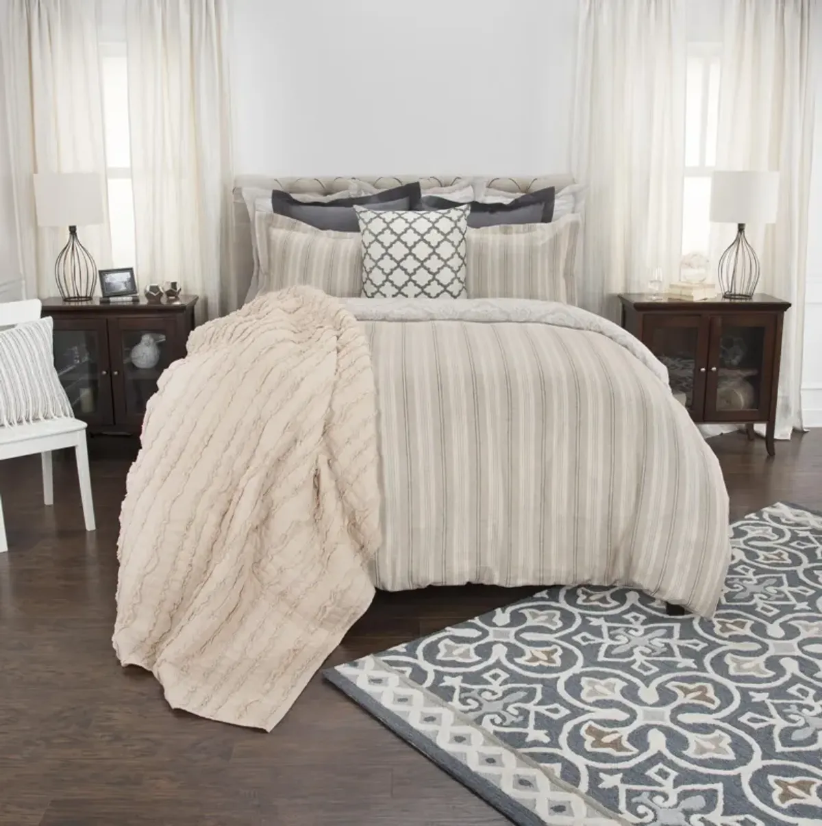 Adeline Duvet Stripe KhakiKing Sham