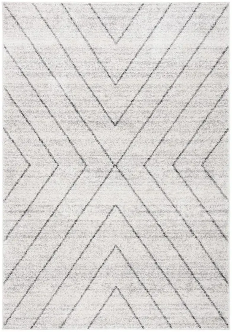 ADIRONDACK Contemporary Ivory / Dark Grey 6' X 6' Square Powerloomed Rug