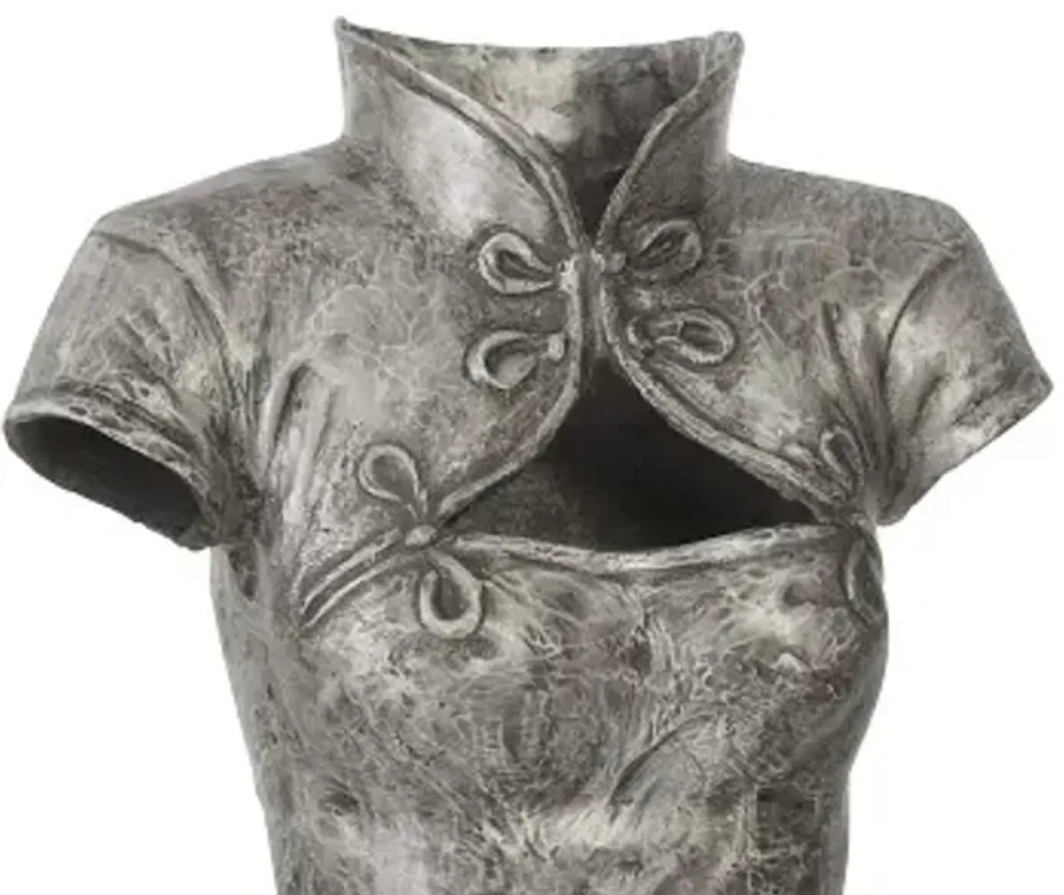 dress sculpture, short sleeves, black/silver, aluminum