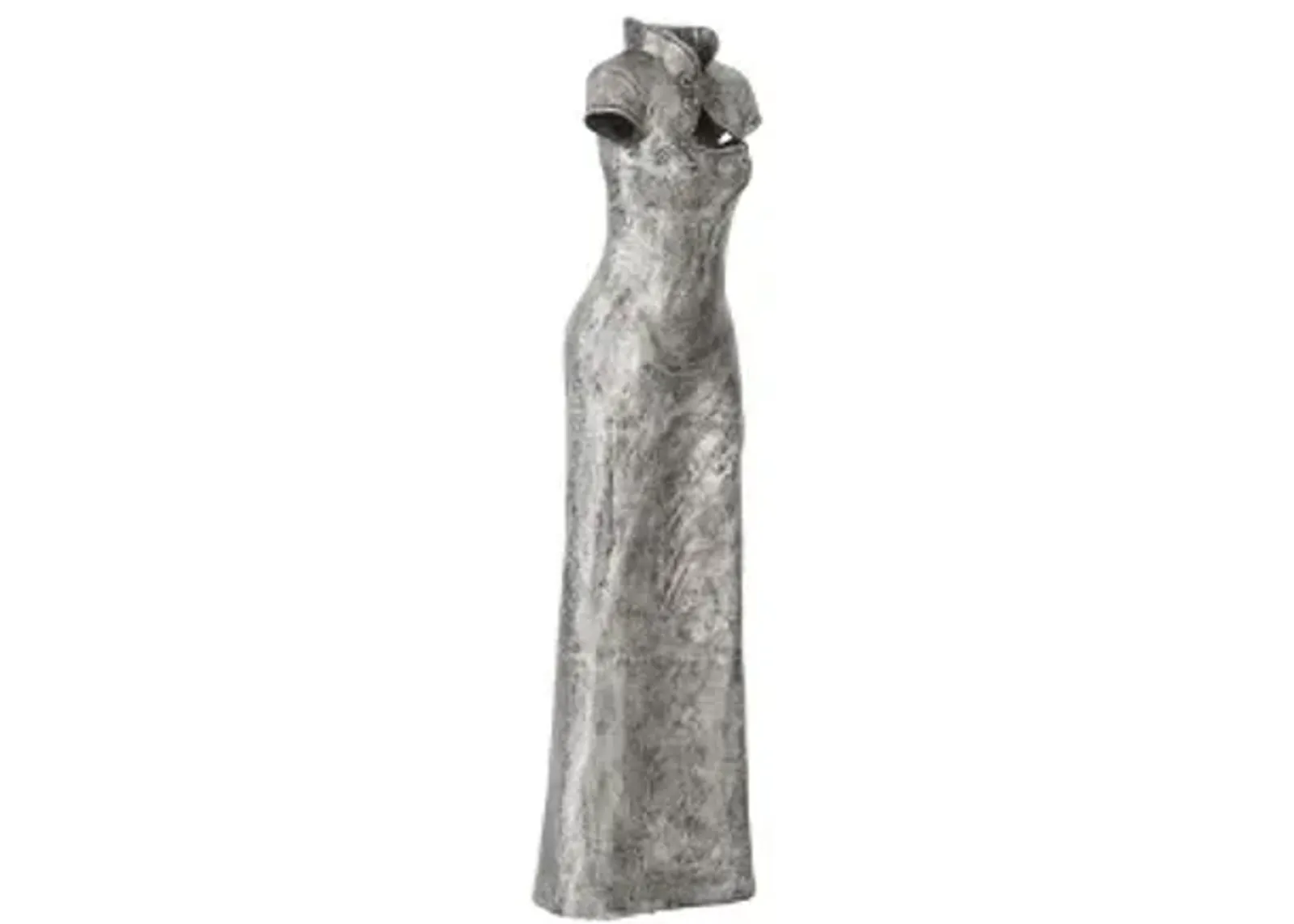 dress sculpture, short sleeves, black/silver, aluminum