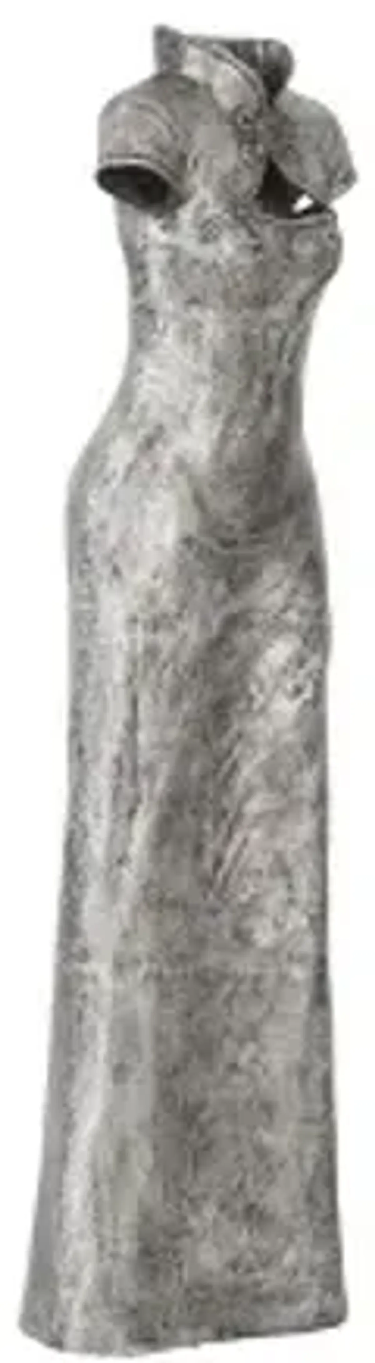 dress sculpture, short sleeves, black/silver, aluminum