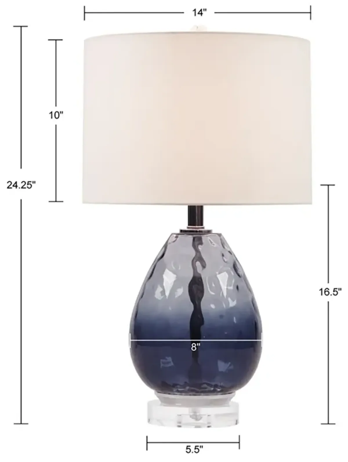 Urban Habitat Borel Dark Blue Ombre Glass Table Lamp