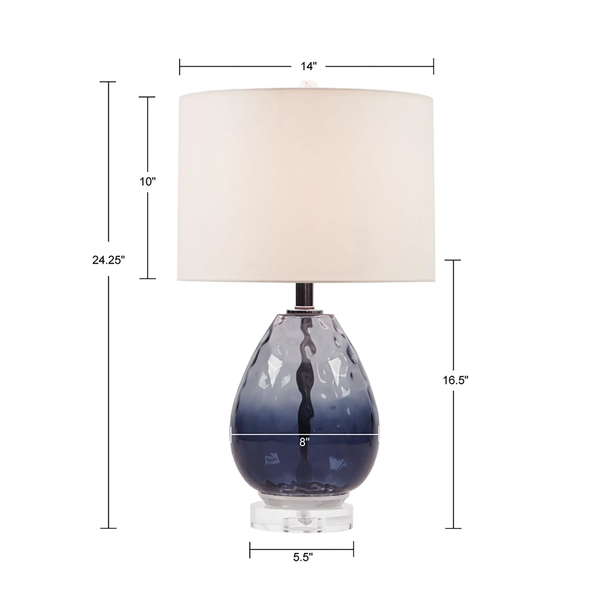 Urban Habitat Borel Dark Blue Ombre Glass Table Lamp