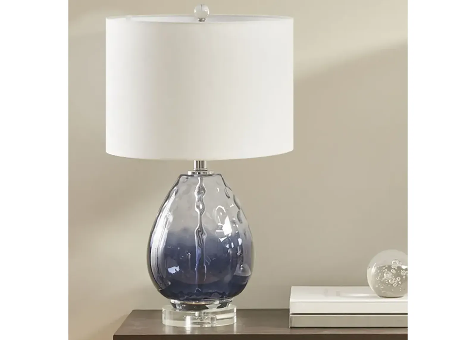 Urban Habitat Borel Dark Blue Ombre Glass Table Lamp