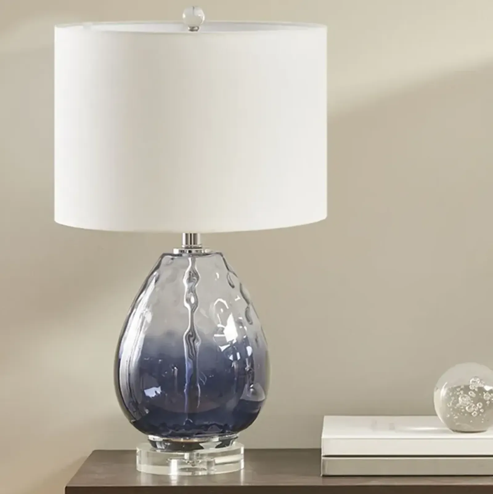 Urban Habitat Borel Dark Blue Ombre Glass Table Lamp