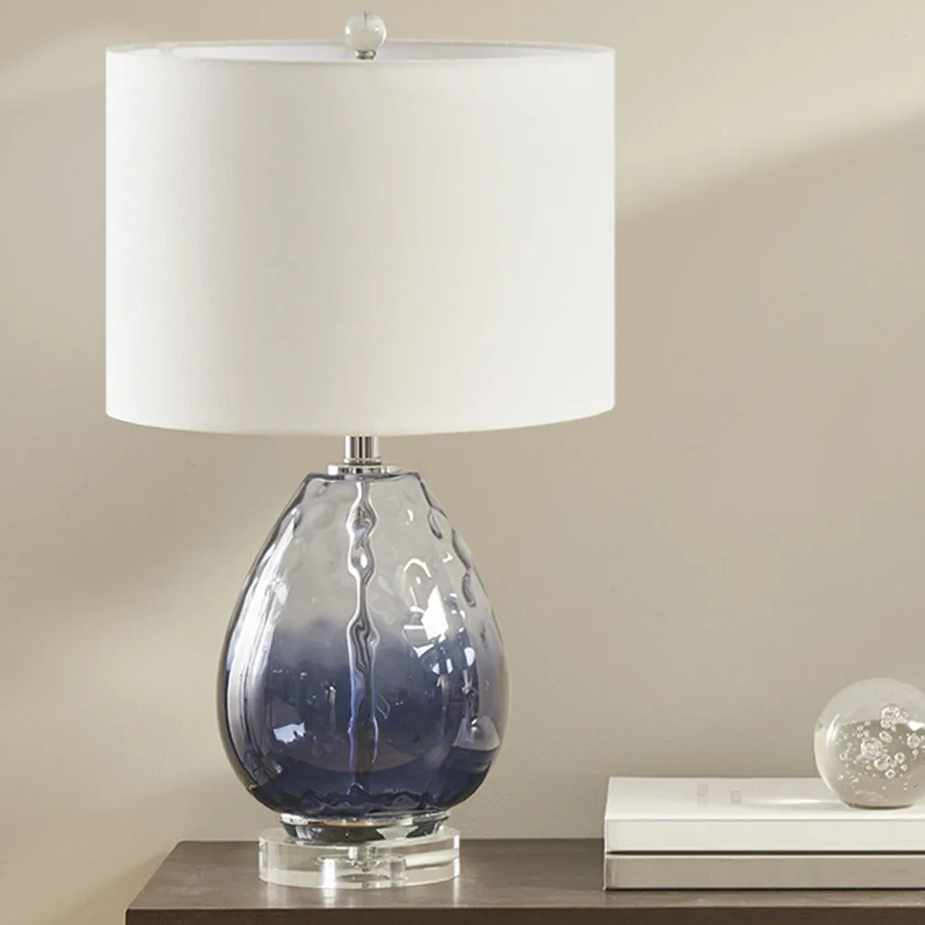 Urban Habitat Borel Dark Blue Ombre Glass Table Lamp