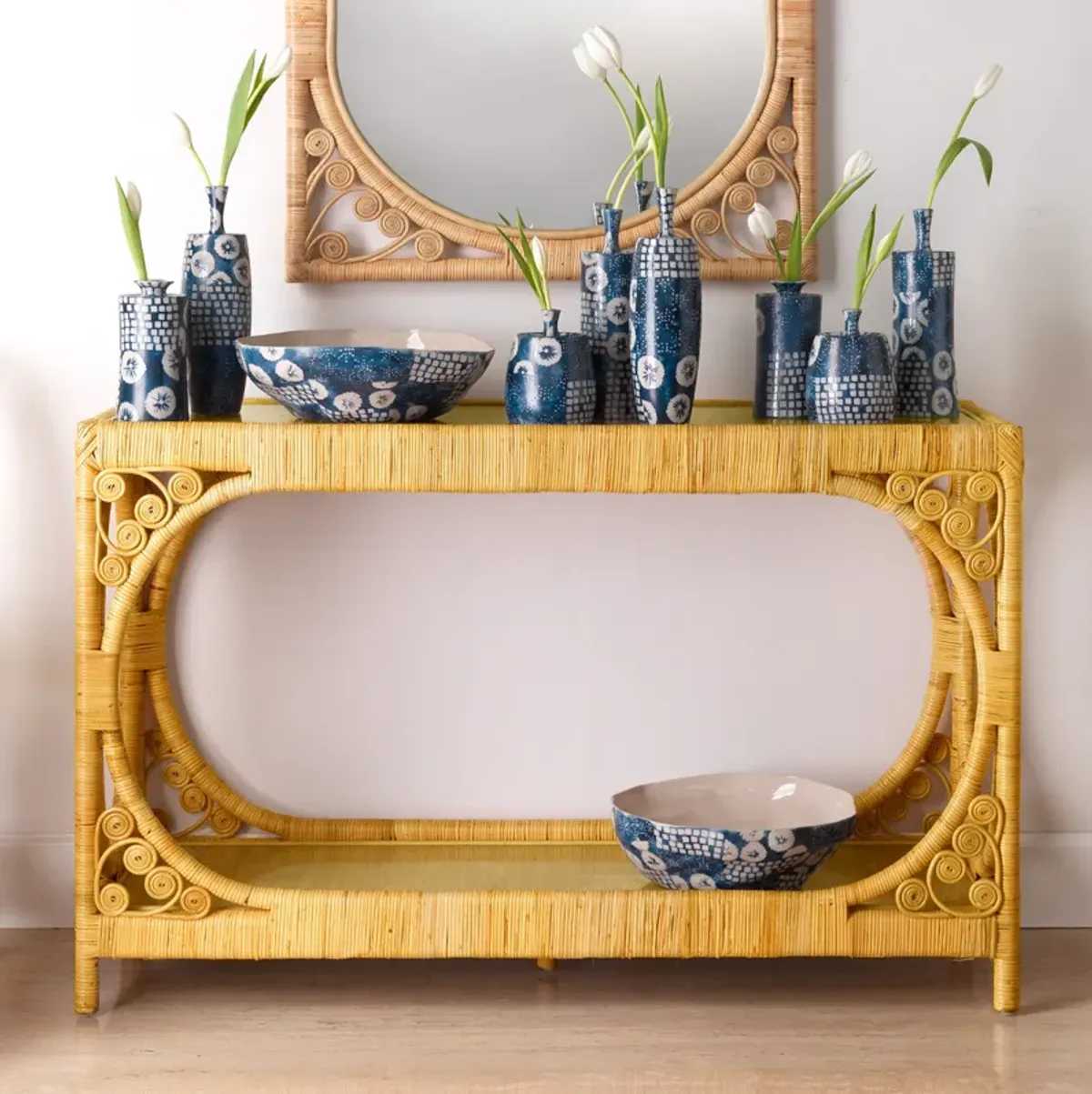 Primrose Rattan Console Table