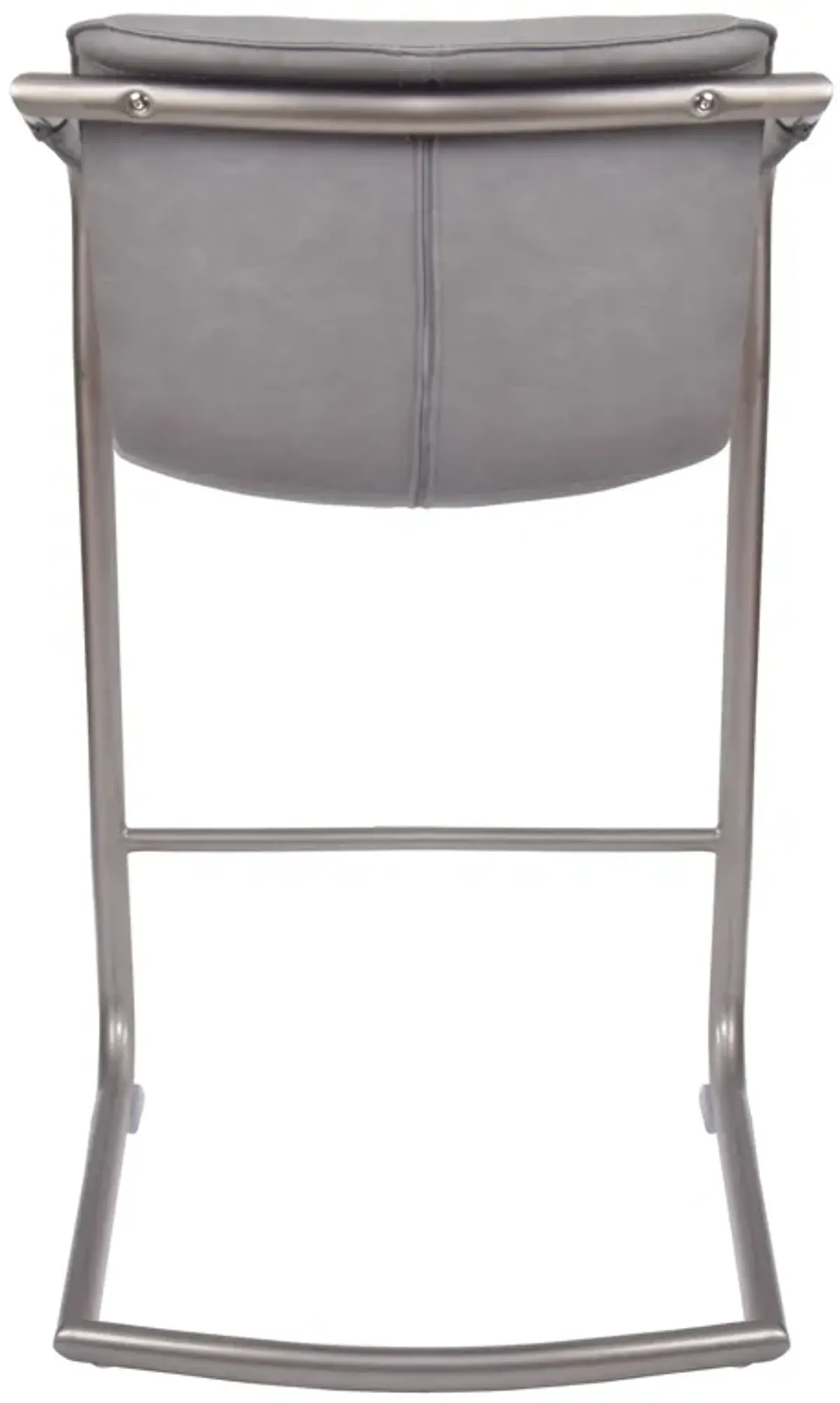 Indy Faux Leather Counter Stool  Arms Silver Frame, Antique Graphite Gray  - Set of 2