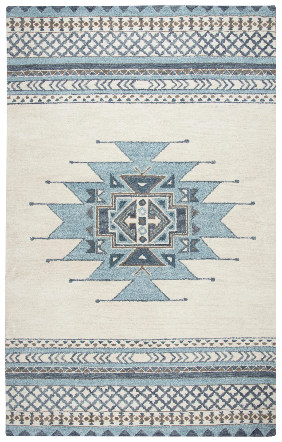 Southwest Blue Southwest/Tribal Wool 8' x 10' Rectangle Rug