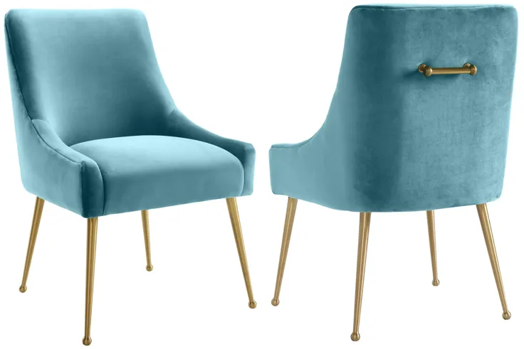 Beatrix Sea Blue Velvet Side Chair