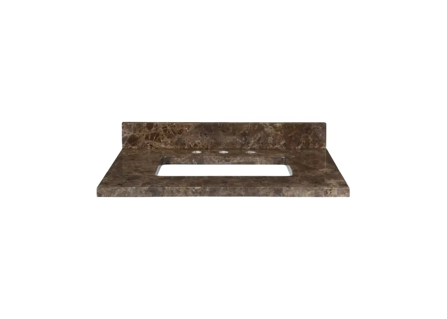 Stone Top - 31-inch for Rectangular Undermount Sink - Dark Emperador Marble