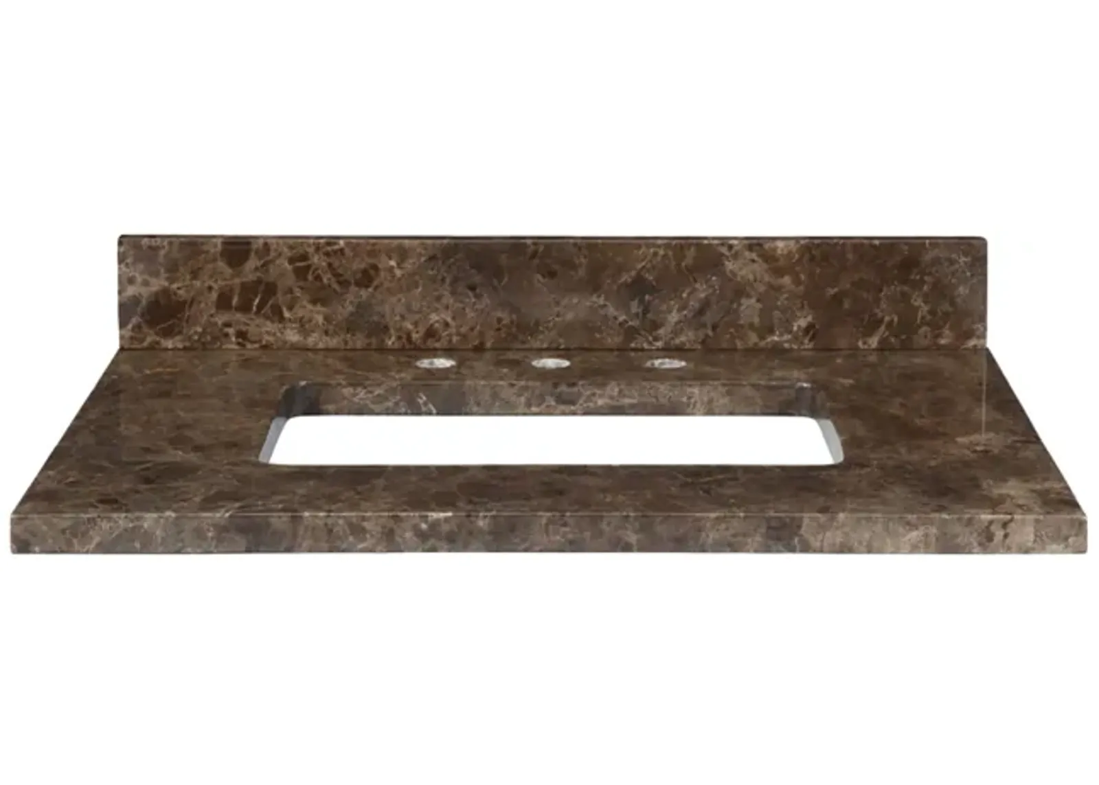 Stone Top - 31-inch for Rectangular Undermount Sink - Dark Emperador Marble