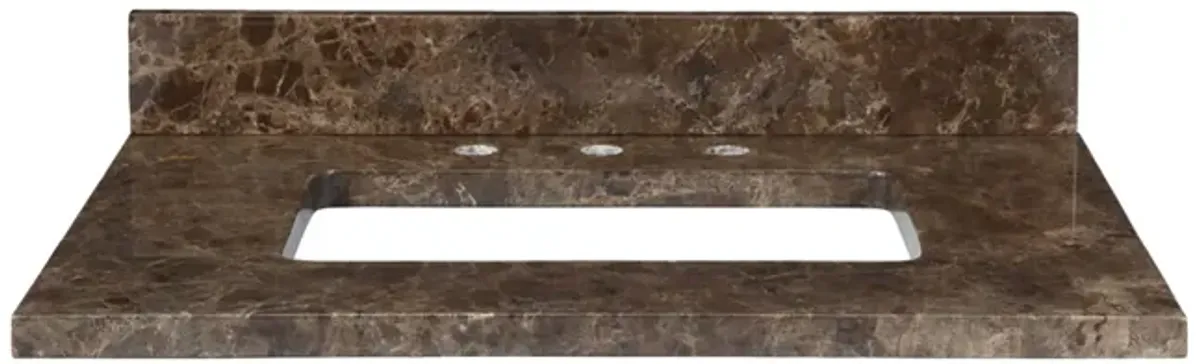 Stone Top - 31-inch for Rectangular Undermount Sink - Dark Emperador Marble