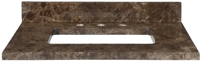 Stone Top - 31-inch for Rectangular Undermount Sink - Dark Emperador Marble