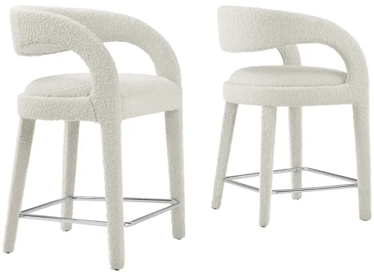 Pinnacle Boucle Upholstered Counter Stool Set of Two