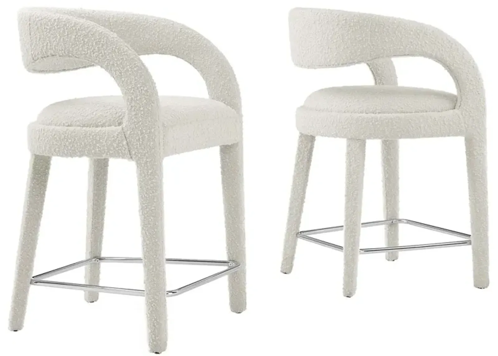 Pinnacle Boucle Upholstered Counter Stool Set of Two