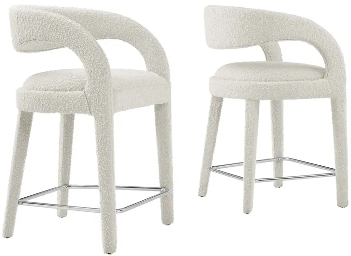 Pinnacle Boucle Upholstered Counter Stool Set of Two