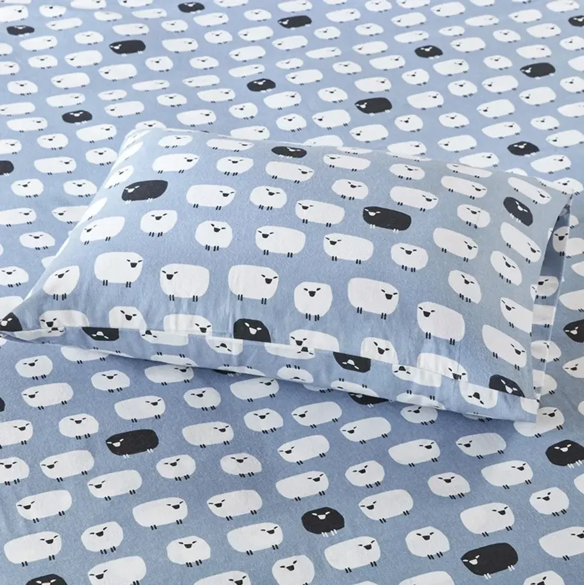 Woolrich Flannel Blue Sheep Sheet Set