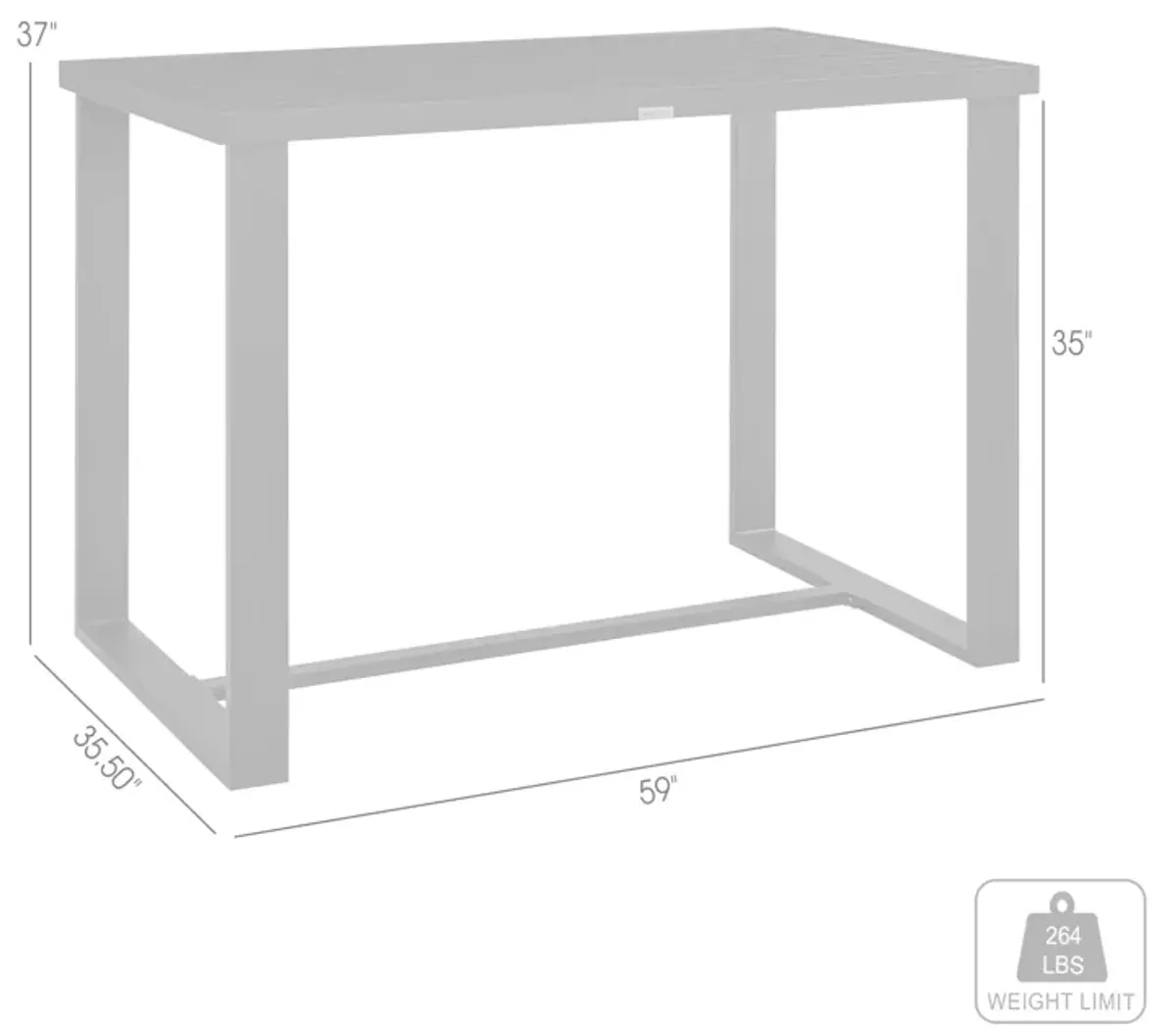 Felicia Outdoor Patio Counter Height Dining Table in Black Aluminum