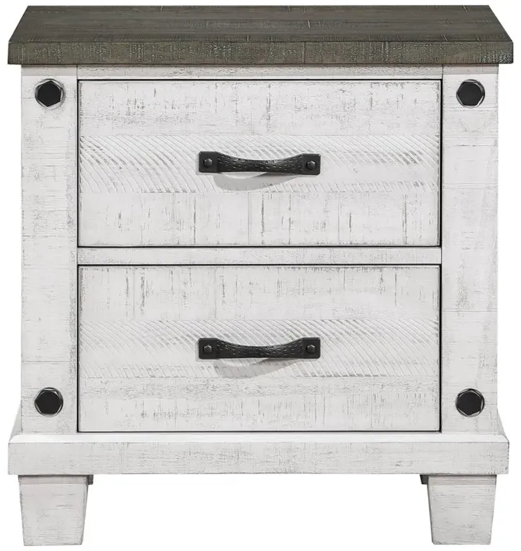 Lilith 2-drawer Nightstand Distressed Grey and White