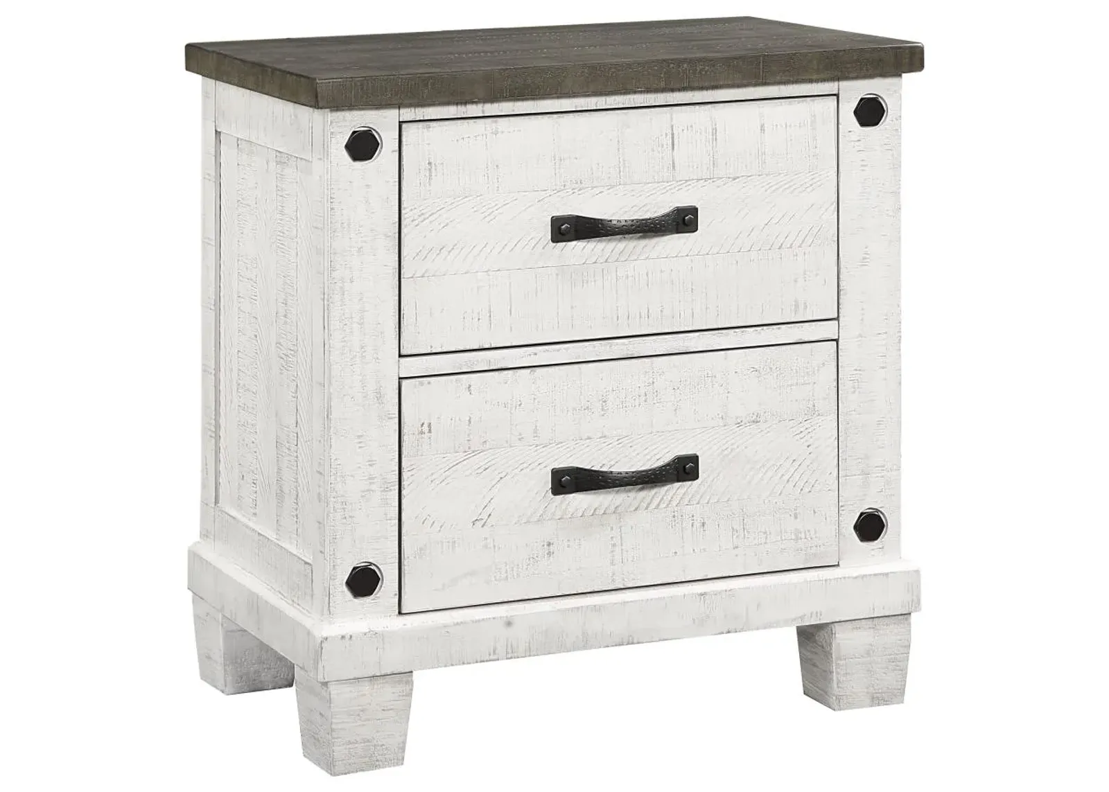 Lilith 2-drawer Nightstand Distressed Grey and White