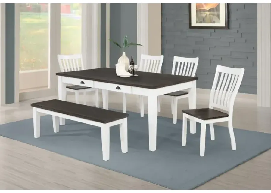 Kingman 6-piece Rectangular Dining Set Espresso and White