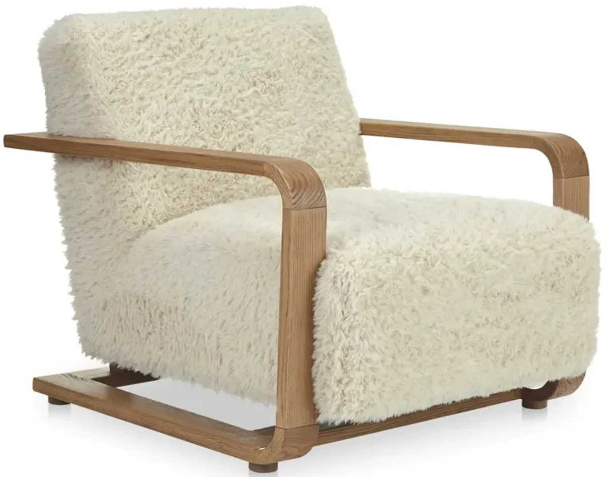 Eckersley Lounge Chair Cream Faux Fur