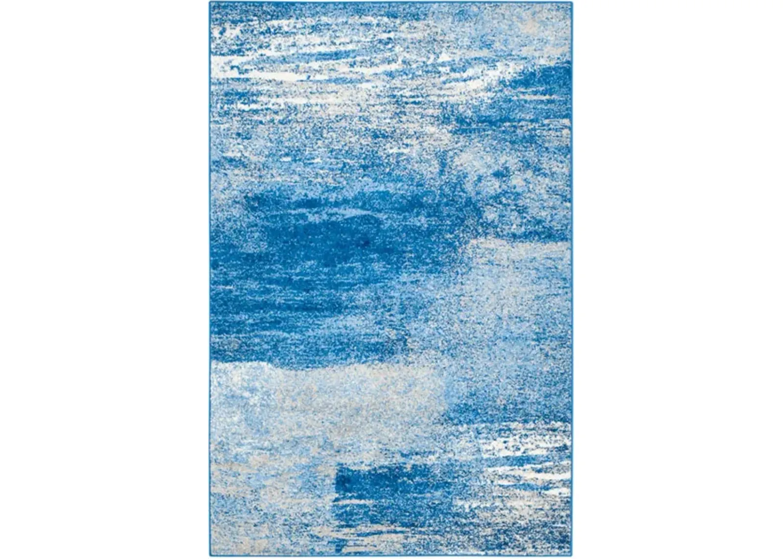 Adirondack Contemporary Silver / Blue 6' X 6' Round Powerloomed Rug