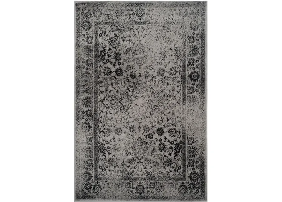 Adirondack Contemporary Grey / Black 5'-1" X 7'-6" Powerloomed Rug