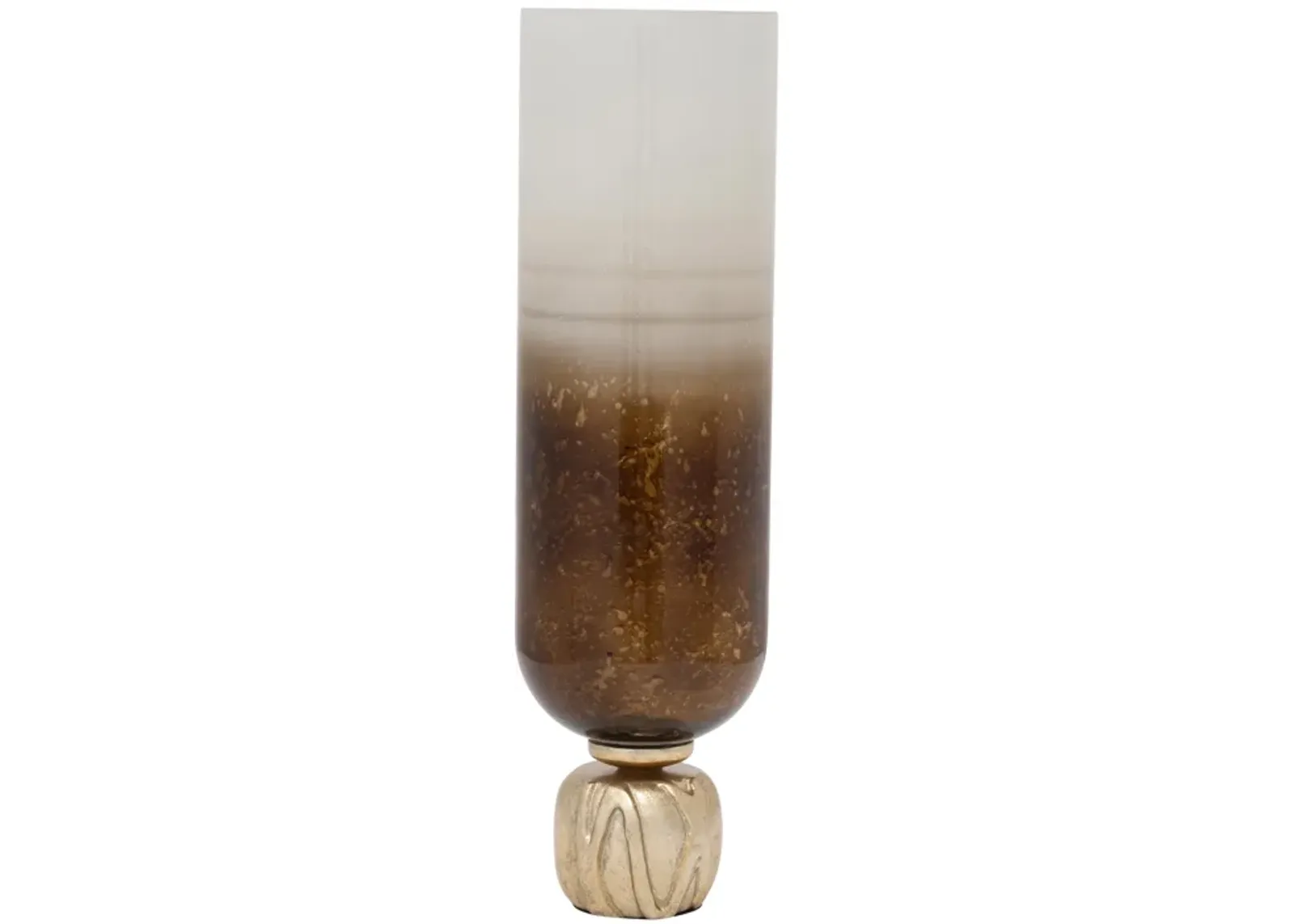 Glass, 22" Ombre Candleholder On Base, Ivory/gold