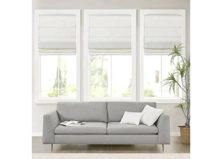 Madison Park Kyler White Linen Blend Light Filtering Cordless Roman Shade