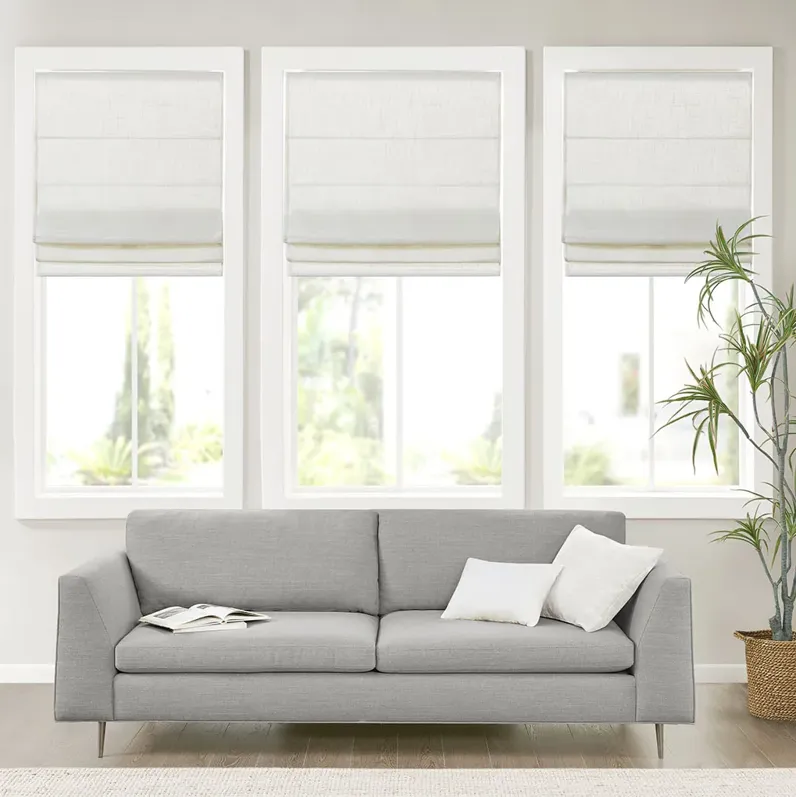 Madison Park Kyler White Linen Blend Light Filtering Cordless Roman Shade