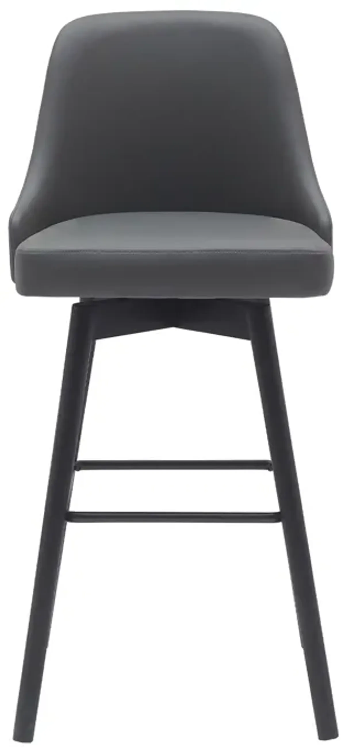 Sicily 30" Swivel Black Wood Bar Stool in Gray Faux Leather