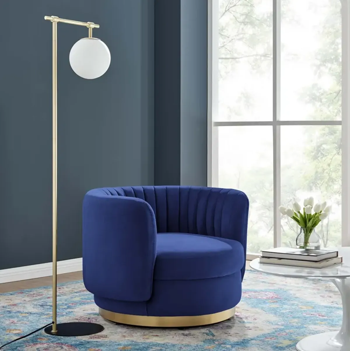 Embrace Tufted Performance Velvet Performance Velvet Swivel Chair