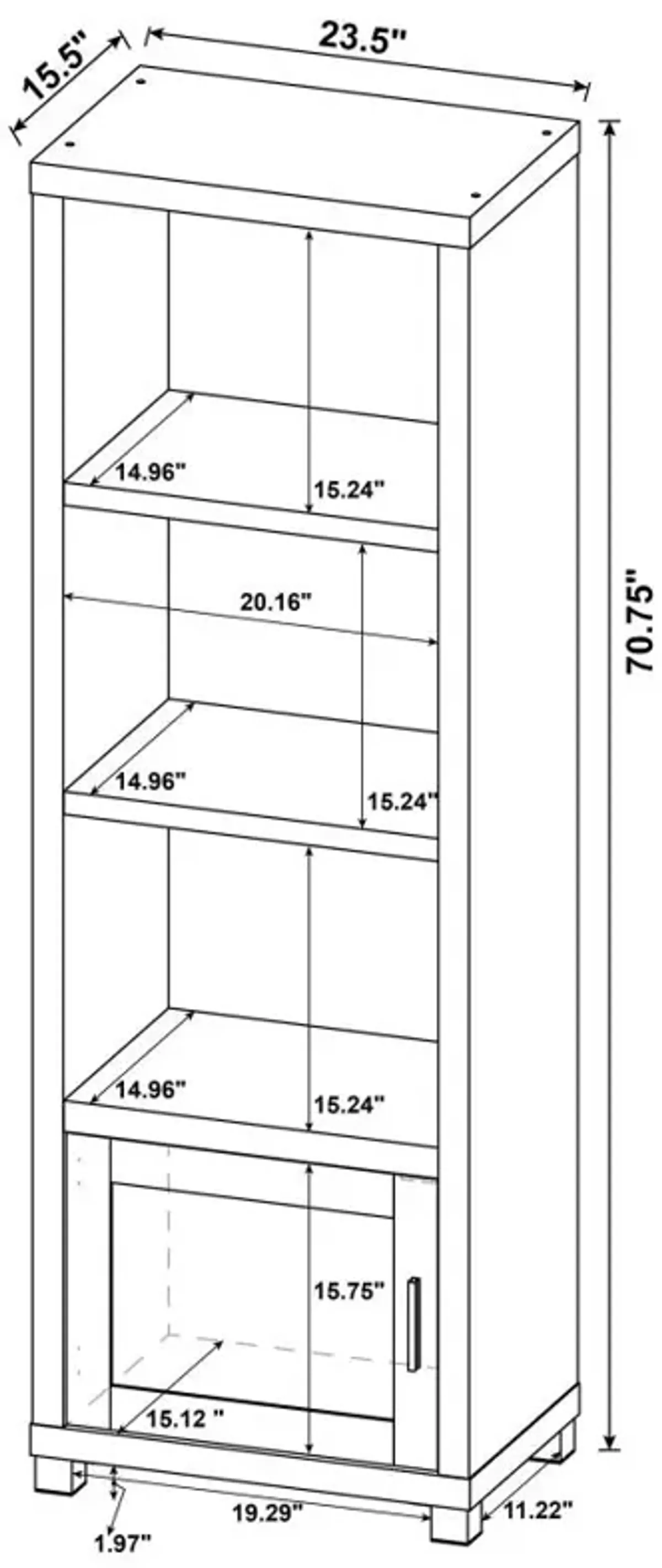 Sachin 3-shelf Media Tower With Storage Cabinet Dark Pine