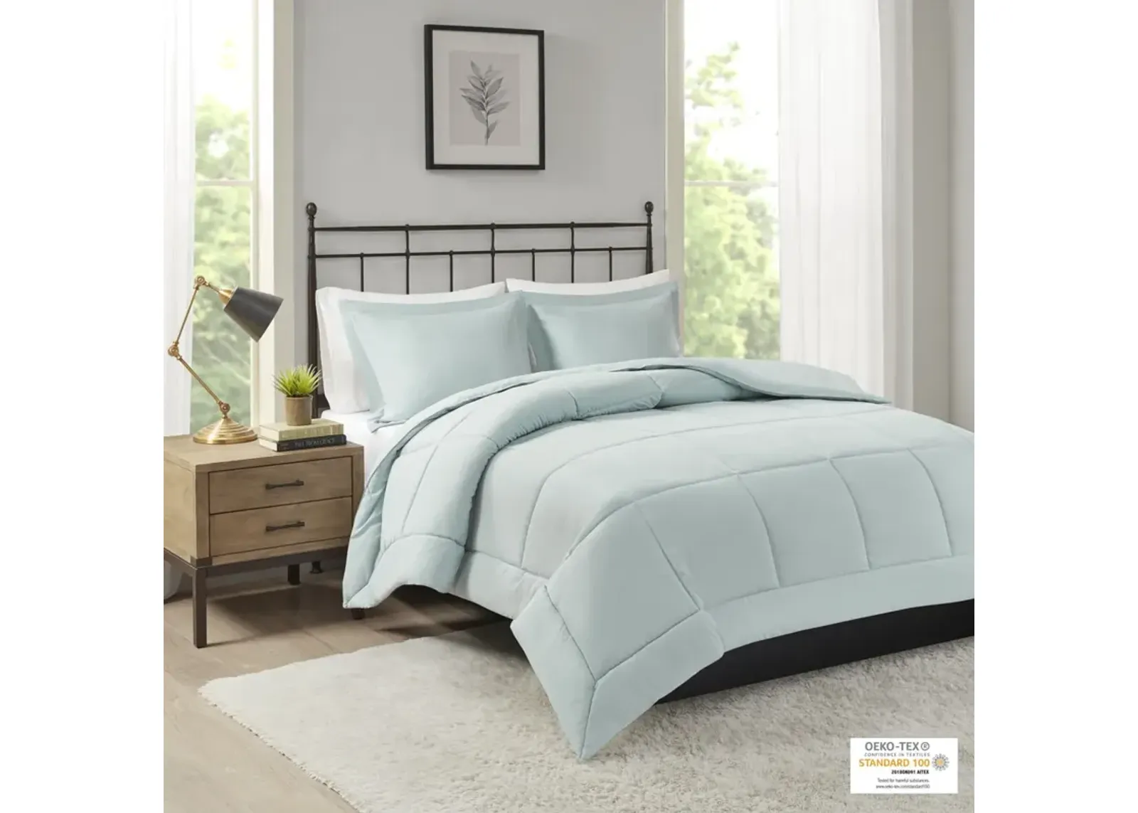 Madison Park Sarasota Seafoam Microcell Down Alternative Comforter Mini Set