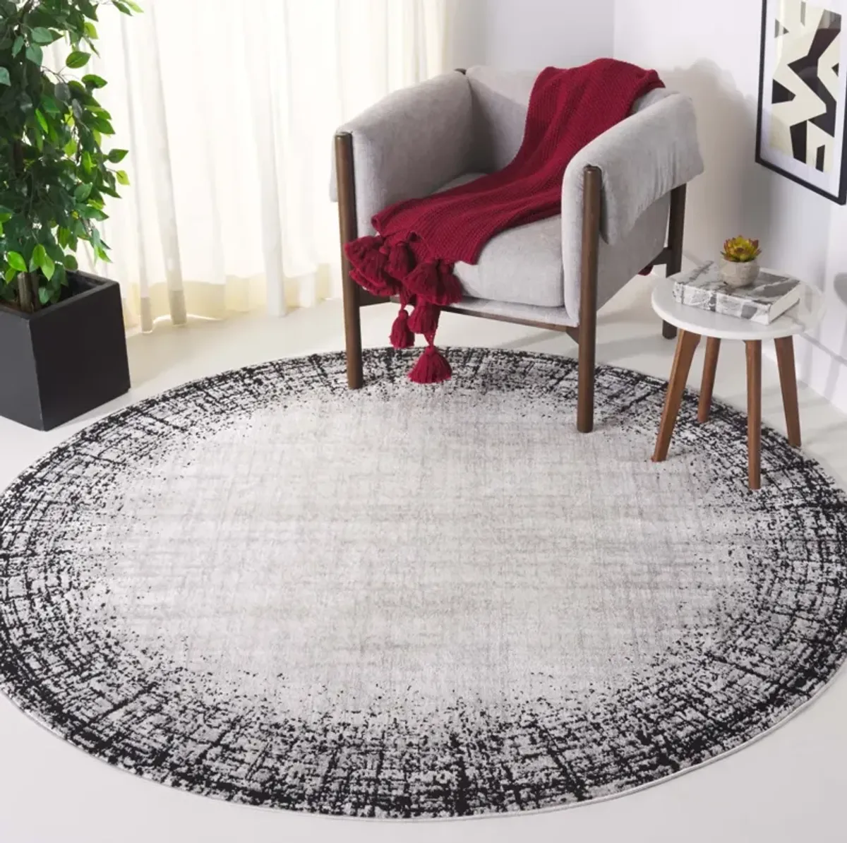 SKYLER 113 IVORY GREY  6'-7' x 6'-7' Round Round Rug