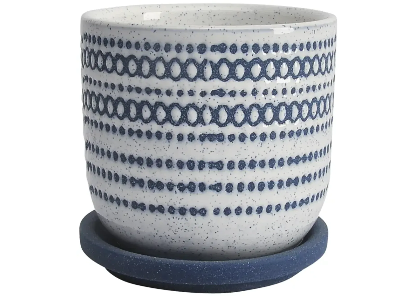 Ceramic 5" Planter W/ SauCeramic, Blue