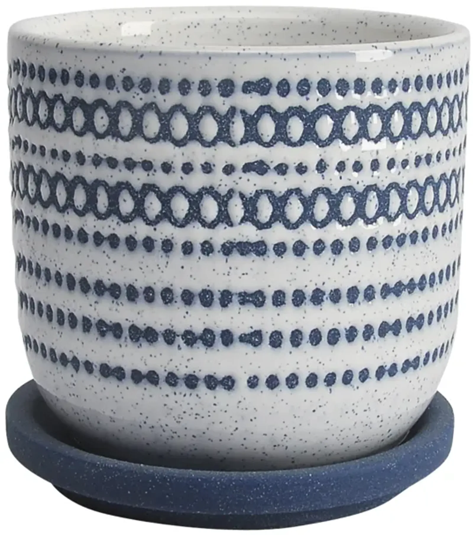 Ceramic 5" Planter W/ SauCeramic, Blue