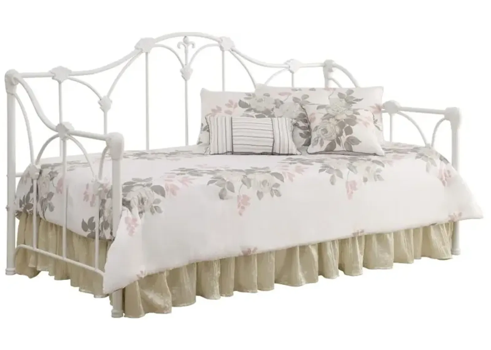 Halladay Twin Metal Daybed with Floral Frame White